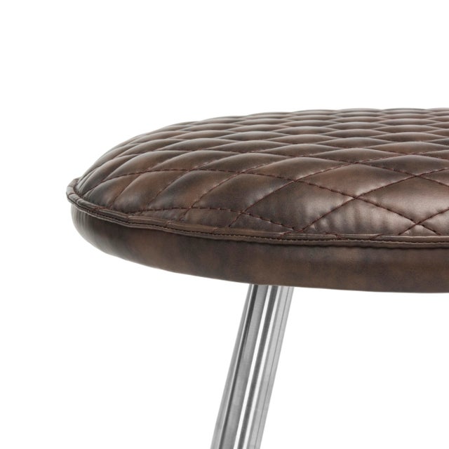 2020s 30"H Mid Modern Stool, Dark Brown & Silver For Sale - Image 5 of 8