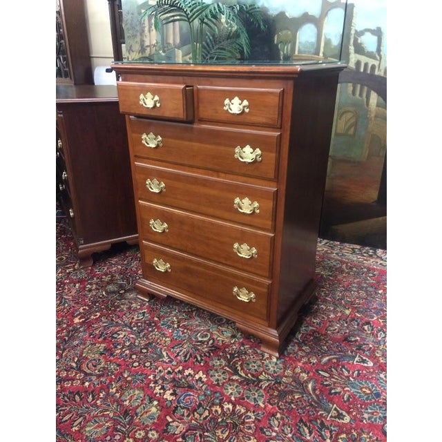 Brown Ethan Allen Chest of Drawers, Cherry Tall Chest For Sale - Image 8 of 16