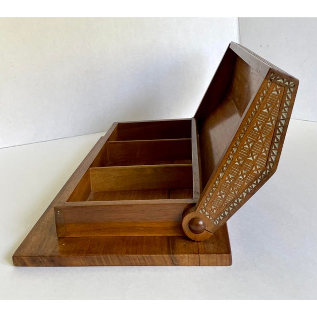 Brown Signed Original Folk Art Hand-Carved Wood Storage Box With Hinge Lid For Sale - Image 8 of 12