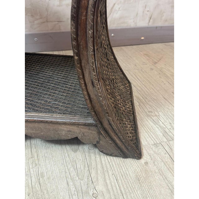 Rattan and Wood Stool, 1930s For Sale - Image 10 of 14