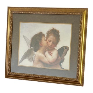 Gilded Framed Vintage Gallery Print of Bouguereau's "The First Kiss" For Sale