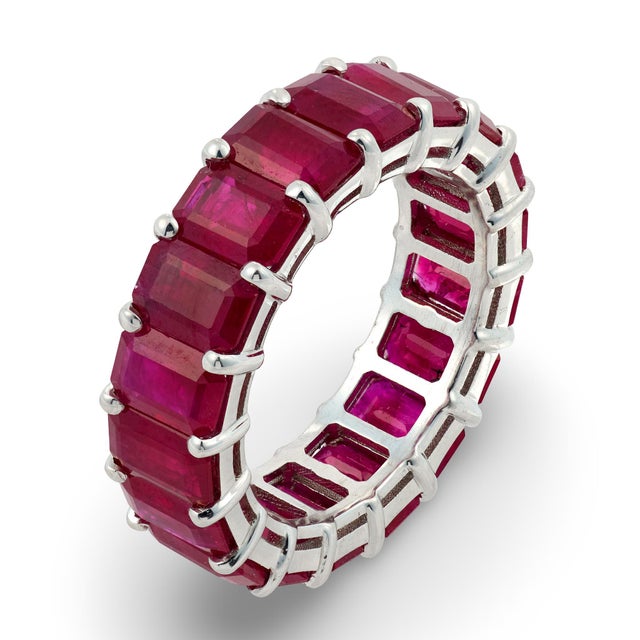 Early 21st Century Gia 11.00 Carat Burma Ruby 18k White Gold Eternity Band, Size 7 For Sale - Image 5 of 7