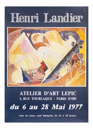 1977 Original Exhibition Poster, Henri Landier, l'Atelier d'Art Lepic