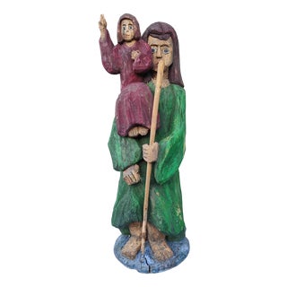 Saint Christopher Wooden Figure, 1960s-1970s For Sale