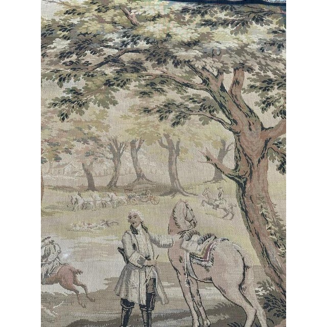 Large Vintage French Hunting with Hounds Jacquard Tapestry in the style of Aubusson, 1970s For Sale - Image 17 of 18