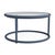 Brown Jordan Walter Lamb Aluminum 20" Round Occasional Table, Glass Top in Sapphire For Sale