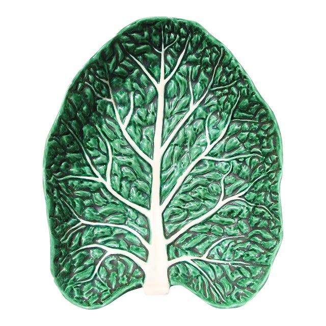 1900s Large Earthenware Bordallo Pinheiro Cabbage Centerpiece, Portuguese For Sale