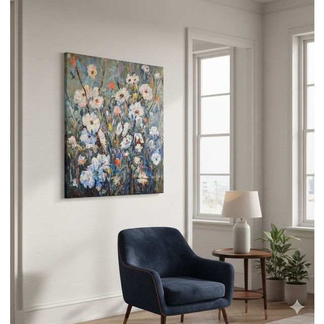 Wild Flowers. Acrylic Floral on 1.25 in Thick Gallery Wrap Canvas. For Sale - Image 4 of 6