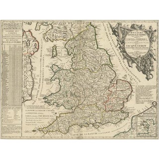 Antique Map of England and Wales with Large Cartouche, 1689 For Sale