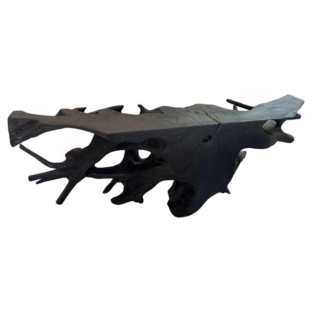 2010s Andrianna Shamaris Sculptural Charred Teak Wood Console Table For Sale - Image 5 of 18