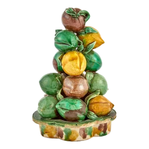 Antique 18th Century Chinese Famille Vert Spinach Glaze Porcelain Altar Temple Fruit Pyramid