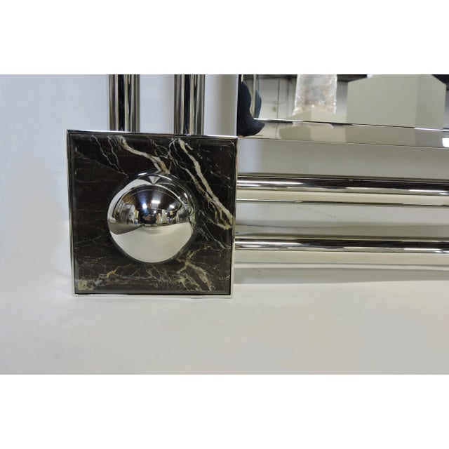 1980s 1980s Brueton Post Modern Reflection Two Stainless and Marble Mirror by J. Wade Beam For Sale - Image 5 of 10