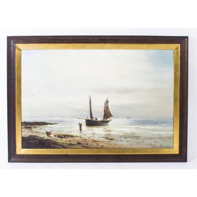 Gustave De Bréanski, Seascape Paintings, 19th-Century, Oil on Canvas, Framed, Set of 2 For Sale - Image 9 of 16