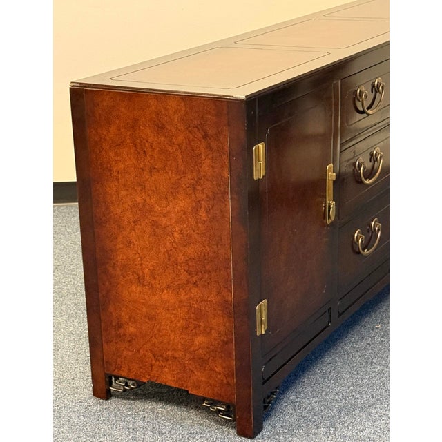 White Fine Furniture Mahogany & Burl Mandarin Ming Chinoiserie Credenza For Sale - Image 9 of 12