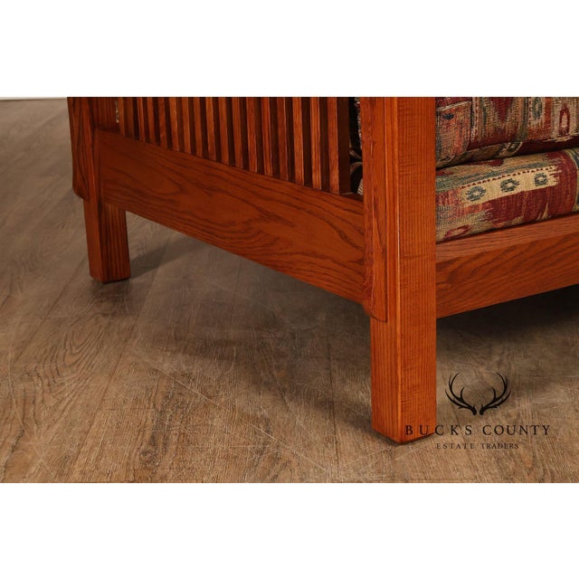 Bassett Furniture Mission Style Oak Spindle Settee For Sale - Image 16 of 17