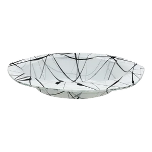 Annieglass Usa 1997 Signed Black Splatter on White Art Glass Serving Bowl Rare