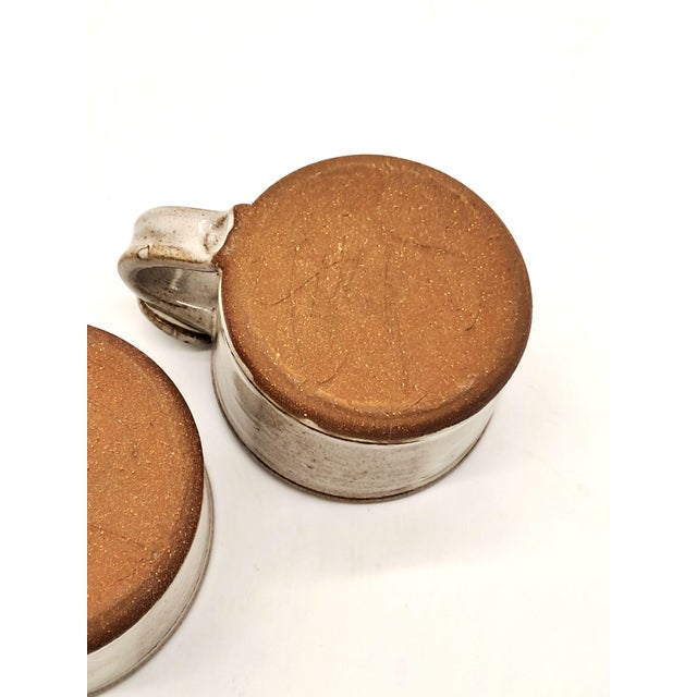 1990s Studio Pottery Face Artisan Mugs With Wabi-Sabi Glaze Signed - a Pair For Sale - Image 12 of 12