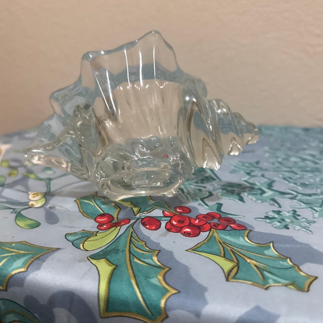 Glass Vintage Walther Glas Style Clear Crystal Shell Votive Candle Holder For Sale - Image 7 of 7