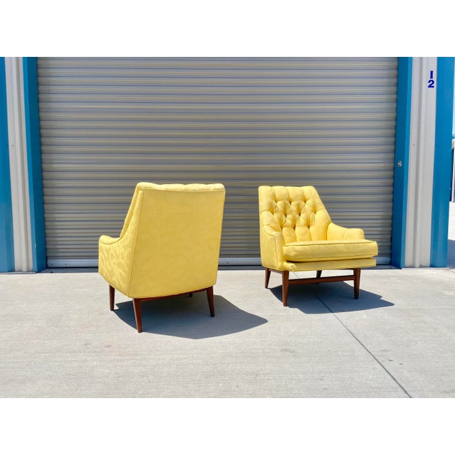 1960s Mid-Century Tufted Walnut Lounge Chairs Styled After Monteverdi Young- A Pair For Sale - Image 5 of 13