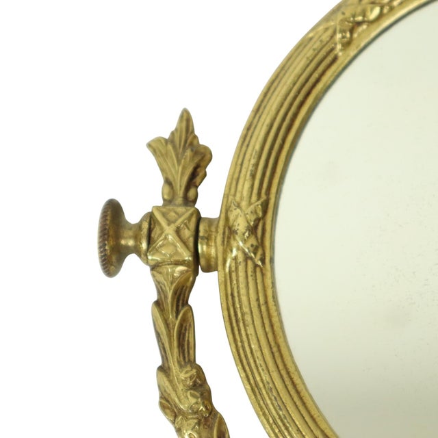 French Baroque Style Gilt Brass Table Mirror, 1950s For Sale - Image 9 of 17