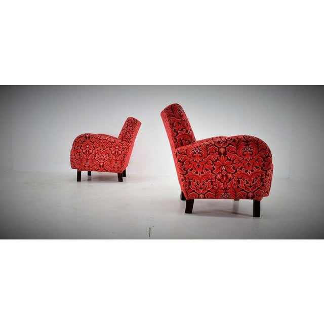 Brown Set of Art Deco Armchairs H-283 attributed to Jindřich Halabala, 1949s For Sale - Image 8 of 16