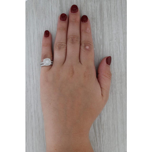 Neil Lane 1.16ctw Diamond Halo Engagement Ring Wedding Band Bridal 14k Gold, Size 4.75 For Sale - Image 10 of 10