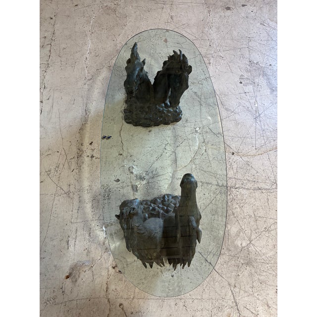 Vintage Bronze Sculptural Horses and Glass Top Coffee Table For Sale - Image 11 of 12