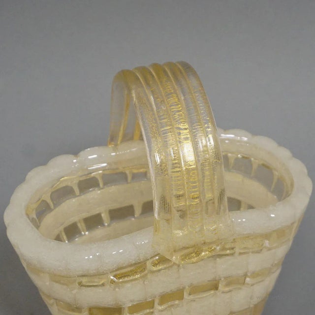 Mid-Century Modern Ercole Barovier for Barovier & Toso Attr. Glass Basket Circa 1940ties For Sale - Image 3 of 10