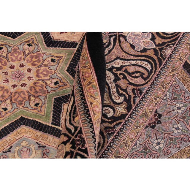 Textile 1990's Abstract Pak-Persian Black/Multi Wool Rug - 9'1'' X 12'1'' For Sale - Image 7 of 9