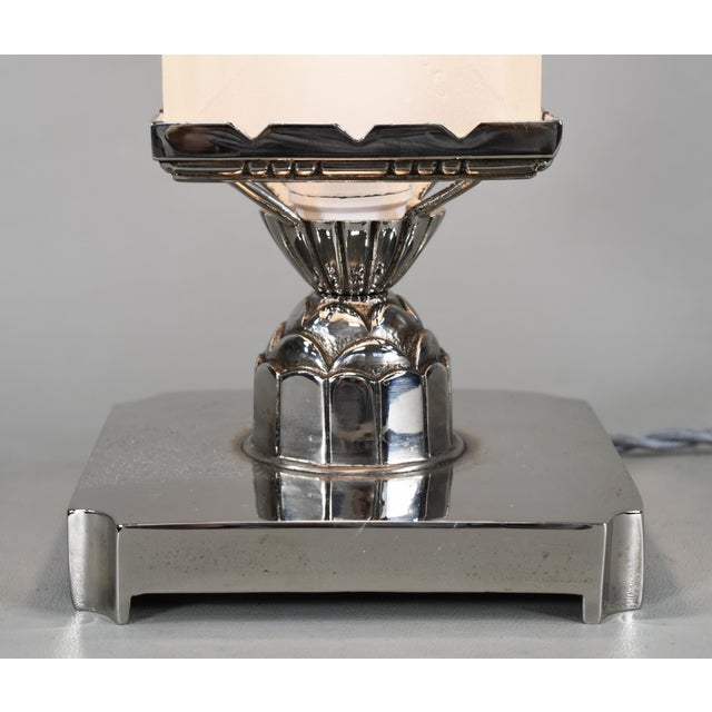 Silver French Art Deco Table Lamp by Leon Hugue 1930 France For Sale - Image 8 of 13