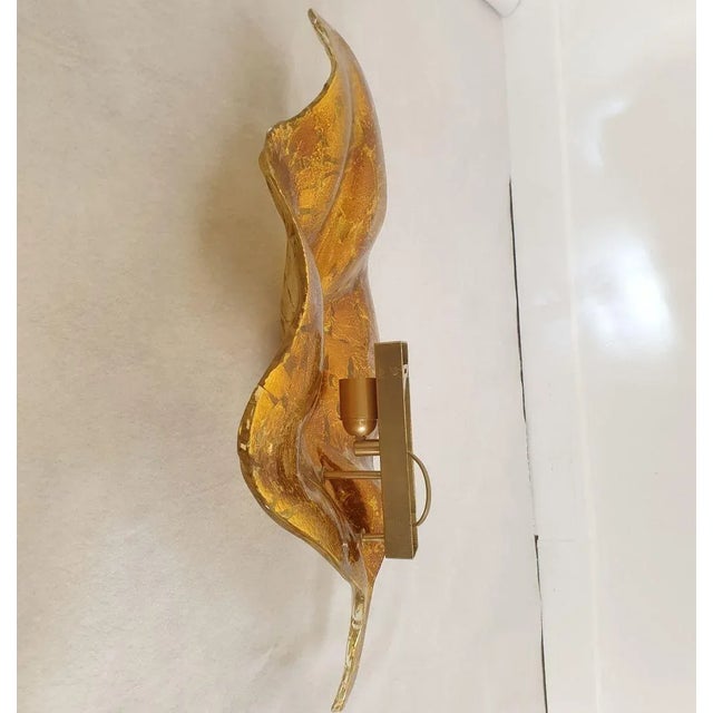 1980s Gold Murano Glass Leaf Sconces, Mid Century Modern For Sale - Image 13 of 13