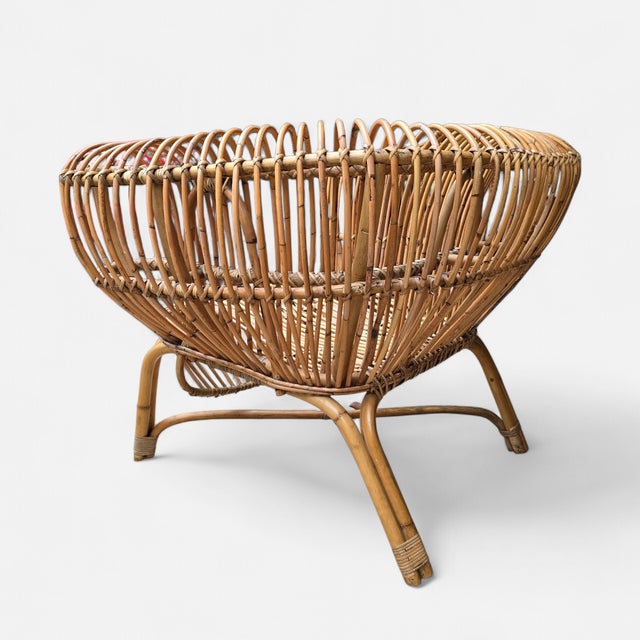 Late 20th Century Attributed to Franco Albini Italian Pencil Reed Rattan Chair For Sale - Image 16 of 16