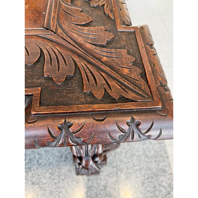 19th Century Carved Oak Desk in the Style of Style of R. J. Horner & Co. For Sale - Image 10 of 18