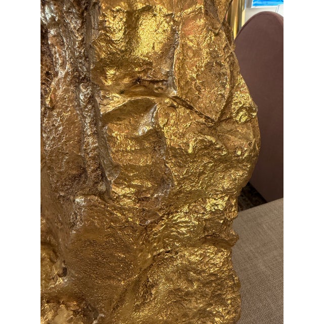 Custom Gold Painted Resin Cave Rock Mirror For Sale - Image 9 of 12