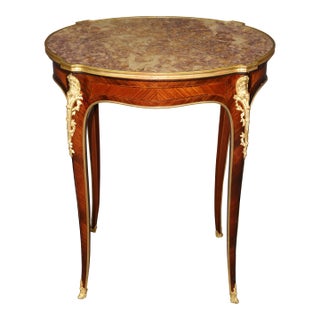 Late 19th C French Louis XV Style Marble Top Bronze End Table by Sormani For Sale