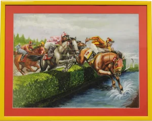 1960s Classic Steeplechase "The Water Jump" Painting