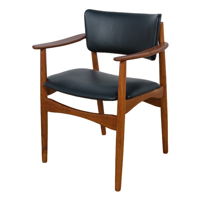 Mid-Century Danish Teak & Leather Armchair, 1960s For Sale