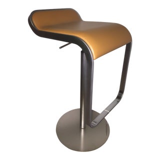 La Palma Lem Piston High Stool With Leather Seat For Sale
