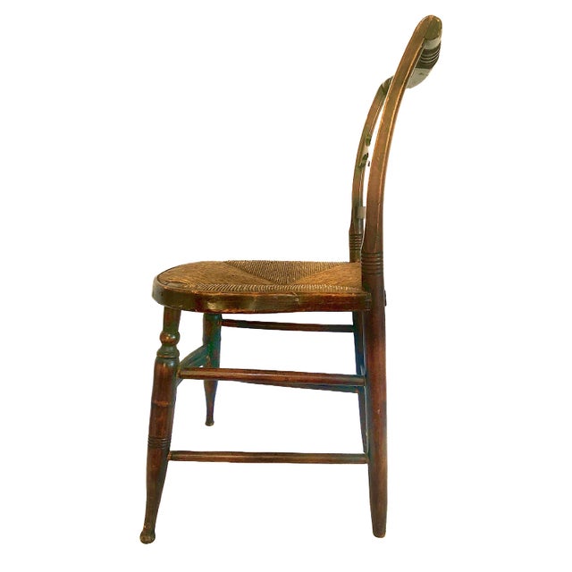 On offer is an Early American "Fancy" side chair, heavily inspired by or produced in the style of the famous Hitchcock...