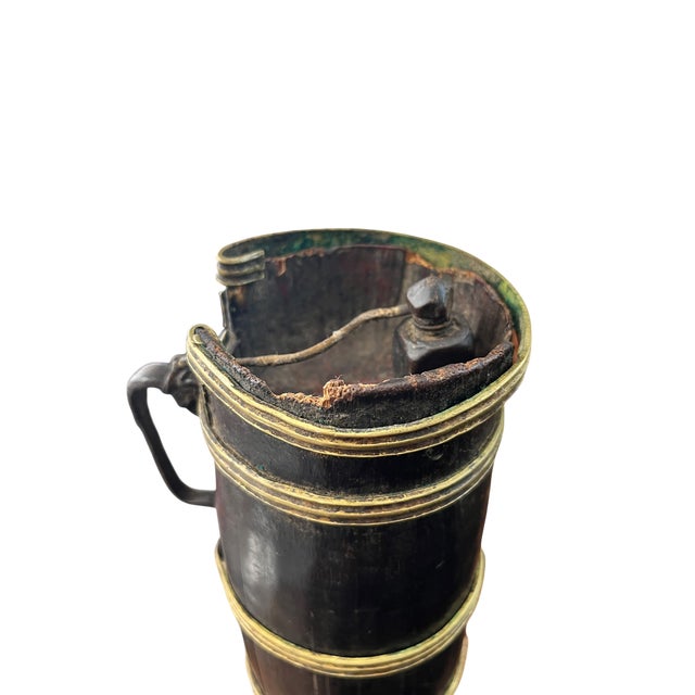Antique Stave-Built Wooden Flagon / Tankard With Iron Handle – Primitive Folk Art Vessel For Sale In Jacksonville, FL - Image 6 of 10