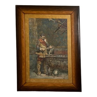 Circa 19th Century Watercolor of a Squire, Italy For Sale
