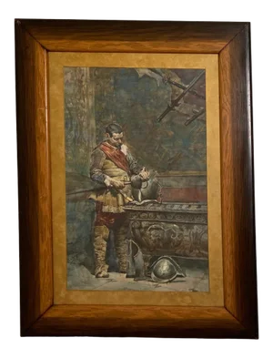 Circa 19th Century Watercolor of a Squire, Italy