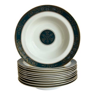 Royal Doulton Carlyle Fine Bone China Rimmed Soup Bowls, Set of 11 For Sale