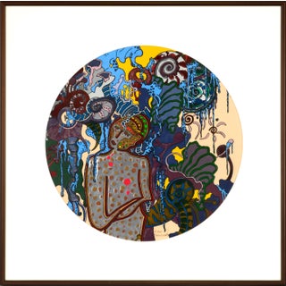 2000s Contemporary Circular Figurative Abstract Acrylic Painting by Nan C. Meinhardt, Framed For Sale