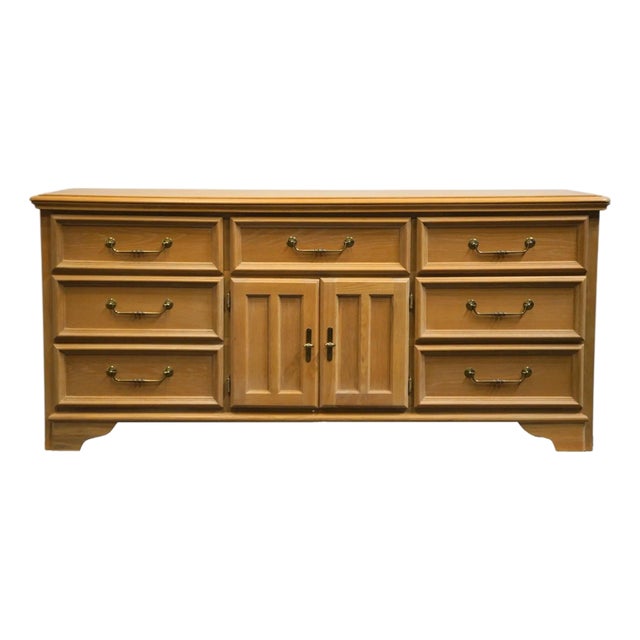 Late 20th Century Stanley Furniture Washed Oak Coastal Contemporary Style 70" Triple Door Dresser For Sale