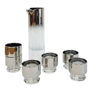 Vintage Dorothy Thorpe Style Cocktail Pitcher and Six Low Ball Glasses