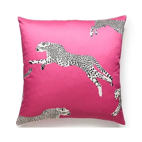 Traditional The House of Scalamandré Leaping Cheetah Pillow, Bubblegum For Sale - Image 3 of 3