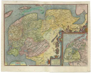 Antique Map of the Province of Friesland in the Netherlands, 1580
