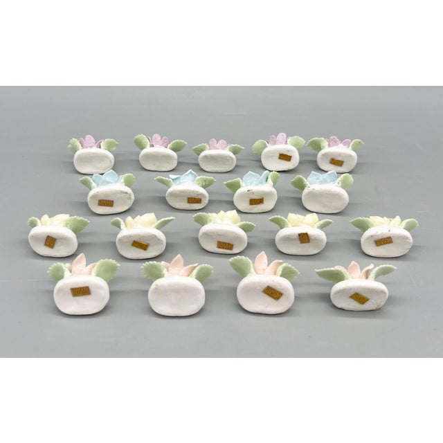 Lavender Set of 18 Vintage Ardalt Porcelain Floral Place Card Holders – Pastel Flowers – Spring Entertaining / Cottagecore / Romantic Tabletop For Sale - Image 8 of 14