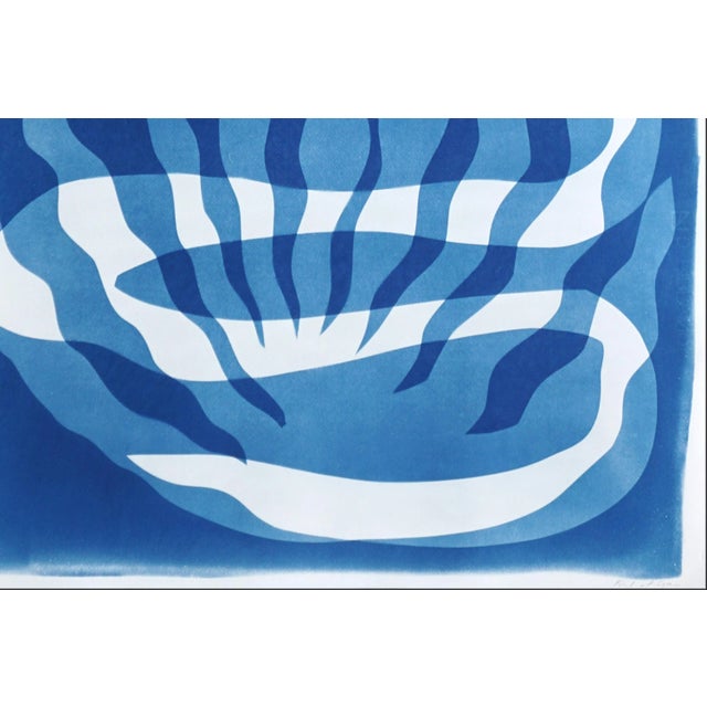 2025, Desert Modernism Movement, Handmade Cyanotype Monotype on Watercolor Paper, Deep Ocean Whirlpool by Kind of Cyan For Sale - Image 4 of 8